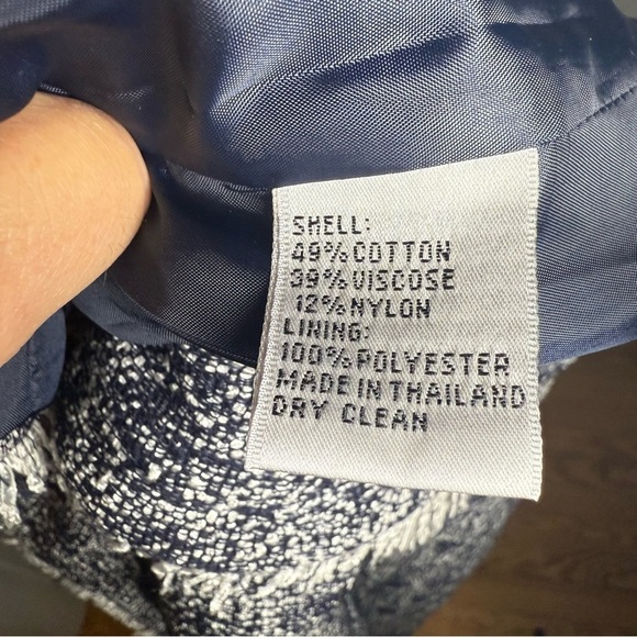 Talbots Tweed Fringe Blazer Women’s 6 Preppy Old Money Corpcore Blue White Chic - Picture 6 of 7